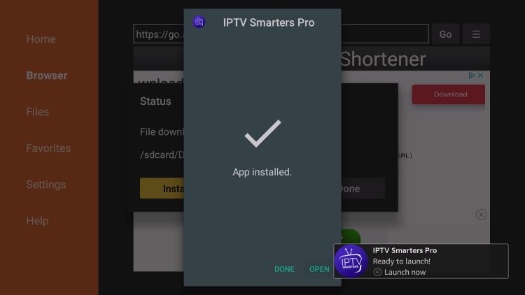 iptv smarters pro ready to launch message